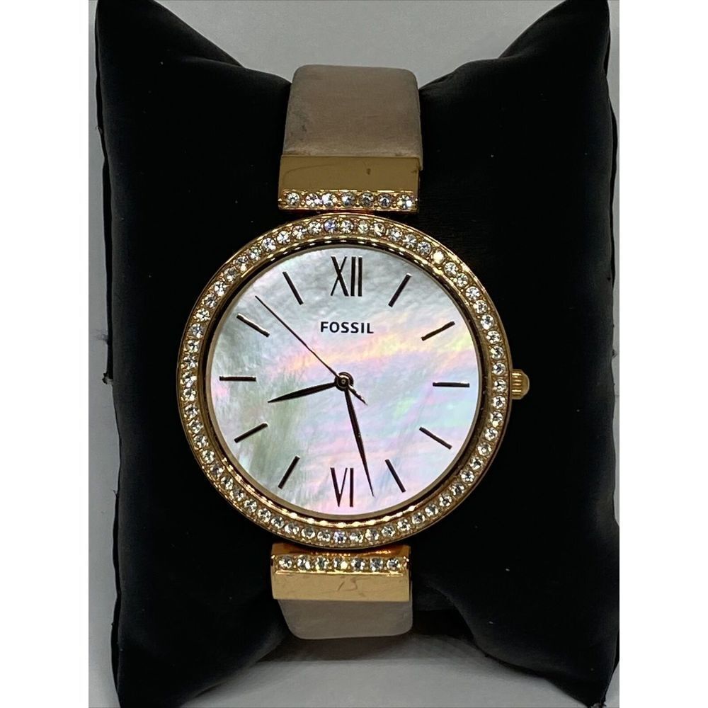 Fossil Madeline ES4537 Women's Leather Analog Mother of Pearl Dial Watch XR316